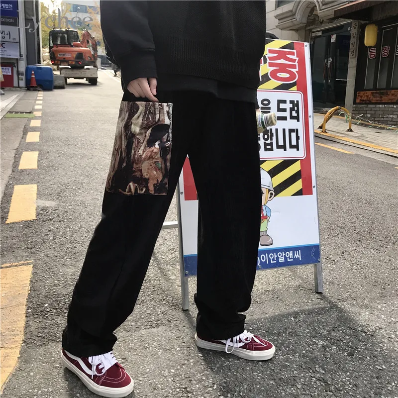 Lychee, Harajuku, однотонные Вельветовые женские штаны, высокая талия, свободные, широкие, женские брюки, винтажные, весна, осень, зима, женские штаны