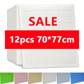 

12pcs 3D Wall Sticker Imitation Brick Bedroom Decor Waterproof Self-adhesive Wallpaper For Living Room Kitchen TV Backdrop Decor
