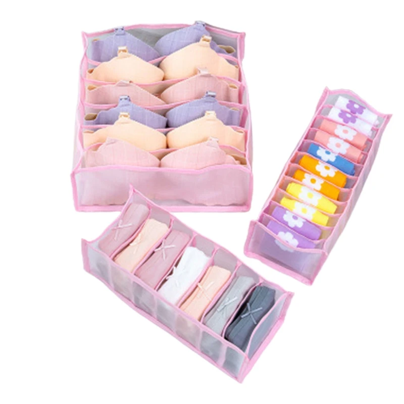 

3 Pcs Foldable Drawer Type Organizer Cloth Divider Closet Storage Box for Bra