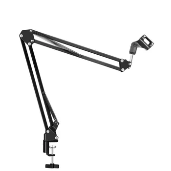 GĂŒnstige NB35 Scissor Arm Mikrofon StĂ€nder Halter BM-800 Mikrofon Halter In Schreibtisch Flexible Entfalten Studio Professionelle Stehen Mic Aufnahme