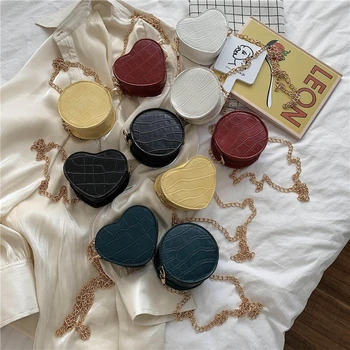 

High Quality Cute Round Handbags 2020 PU Leather Women Crossbody Bags Female Fashion Small Crocodile Pattern Chain Shoulder Bags