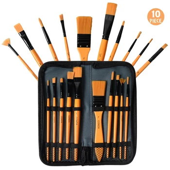 

Conda 10PCS Paint Brush Set Professional Fine Tip Paint Brush Set Round Pointed Tip Nylon Hair Artist Acrylic Paints Brushes