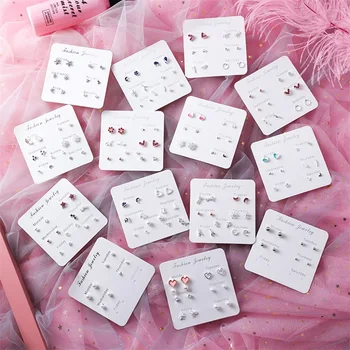 

Women's Fashion Cute Mini Stud Earrings Set Fashion Girl Trinkets 6 Pieces / Set Pearl Crystal Earrings Women Mini Jewelry Gifts