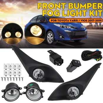 

1 Set Car Fog Light And Grills For Toyota Yaris Vios 2017 2018 2019 Car Front Fog Light With Wires Harness Driving Accessories
