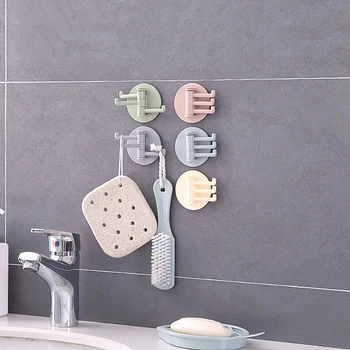 

1Pc Rotatable Hooks Rotary 3-Hook Kitchen Bathroom Accessories Wall Rack Towel Rack Suction Wall Sucker Storage Rack Hanger Hook