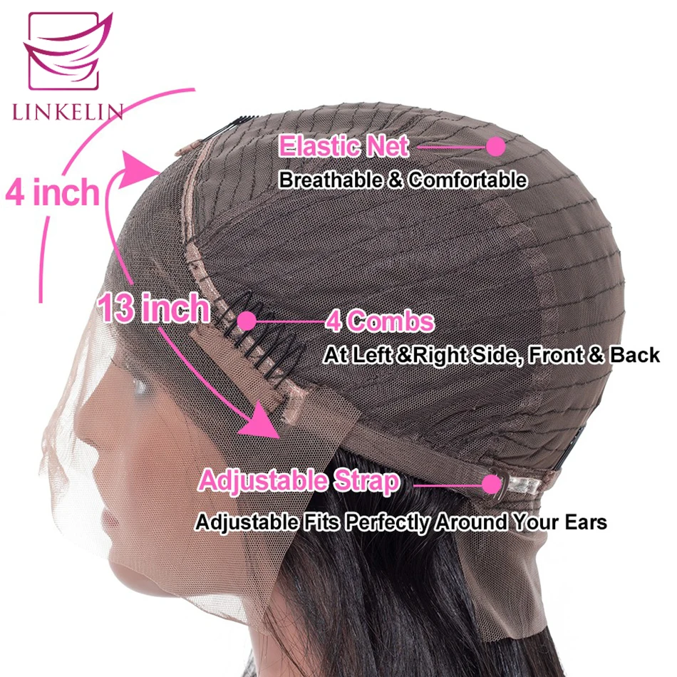 LINKELIN HAIR Straight Lace Front Wig Remy Lace Frontal Wig 150% Density 13X4 Malaysia Straight Lace Front Human Hair Wigs