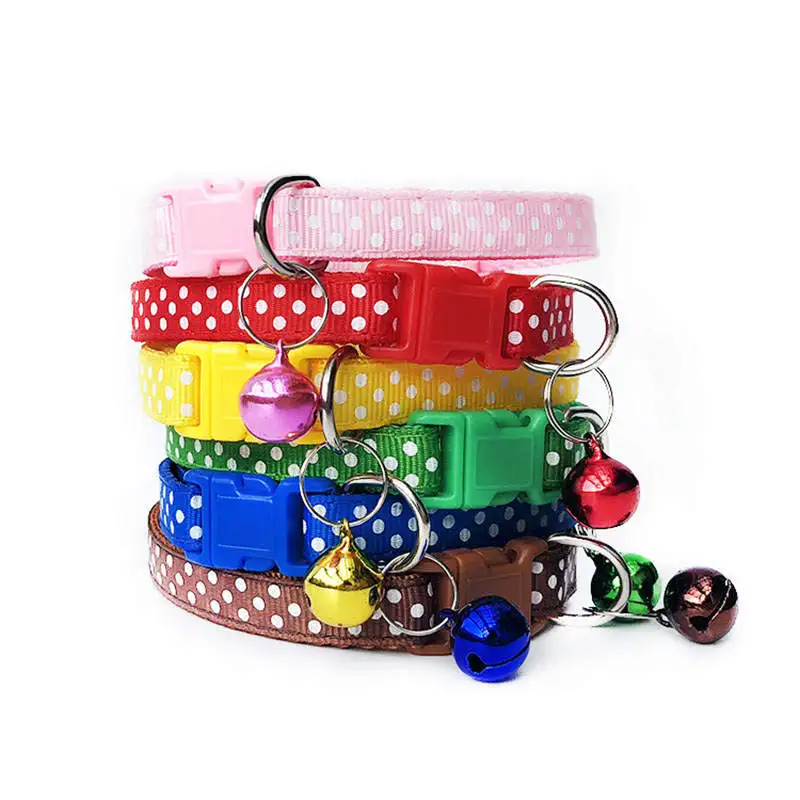

Adjustable Pet Dot Printed Collar Dog Nylon Collars with Bells Breakaway Safety Collar for Small Dog Cats Kitten Puppy Supplies