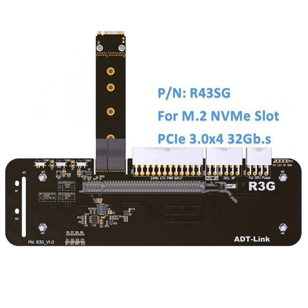 M.2 NVMe edge to PCIe x16 connector ADT-Link PCIe x16 to M.2 NVMe eGPU Adapter R43SG 4.0 eGPU for NUC / ITX / STX / Notebook PC