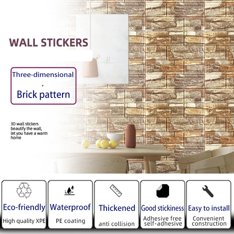 3D Waterproof Brick Wall Stickers for Wall PE Foam Wall Stickers