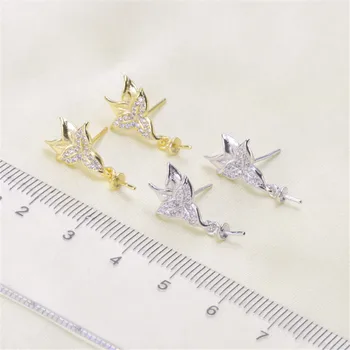 

oysters Pearl Earring Accessories Copper Silver Plating Earring Clasps Hooks Findings With Loop Clasp Base For Diy YYED-113