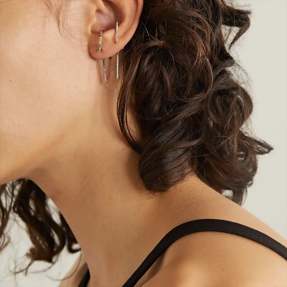 Новая мода Фианит циркон кристалл серьги в форме Креста для женщин сплав золотые