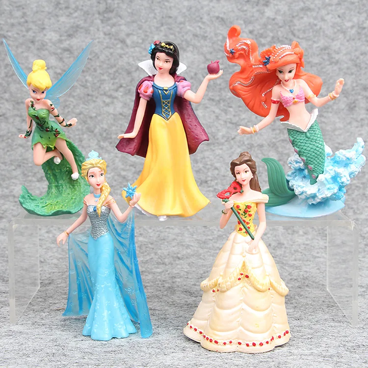 Gril Birthday Princesses Toys Cake Topper 5pcs Ariel Bella Pvc Action Figure Doll Kids Gift Decorating Tools | Дом и сад