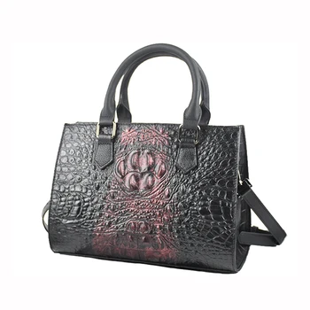 

Crocodile Pattern Tote, Female Top Handle Satchel, Real Cow's Skin , Women Genuine Leather Handbag, Cross body Bags, HFPA514