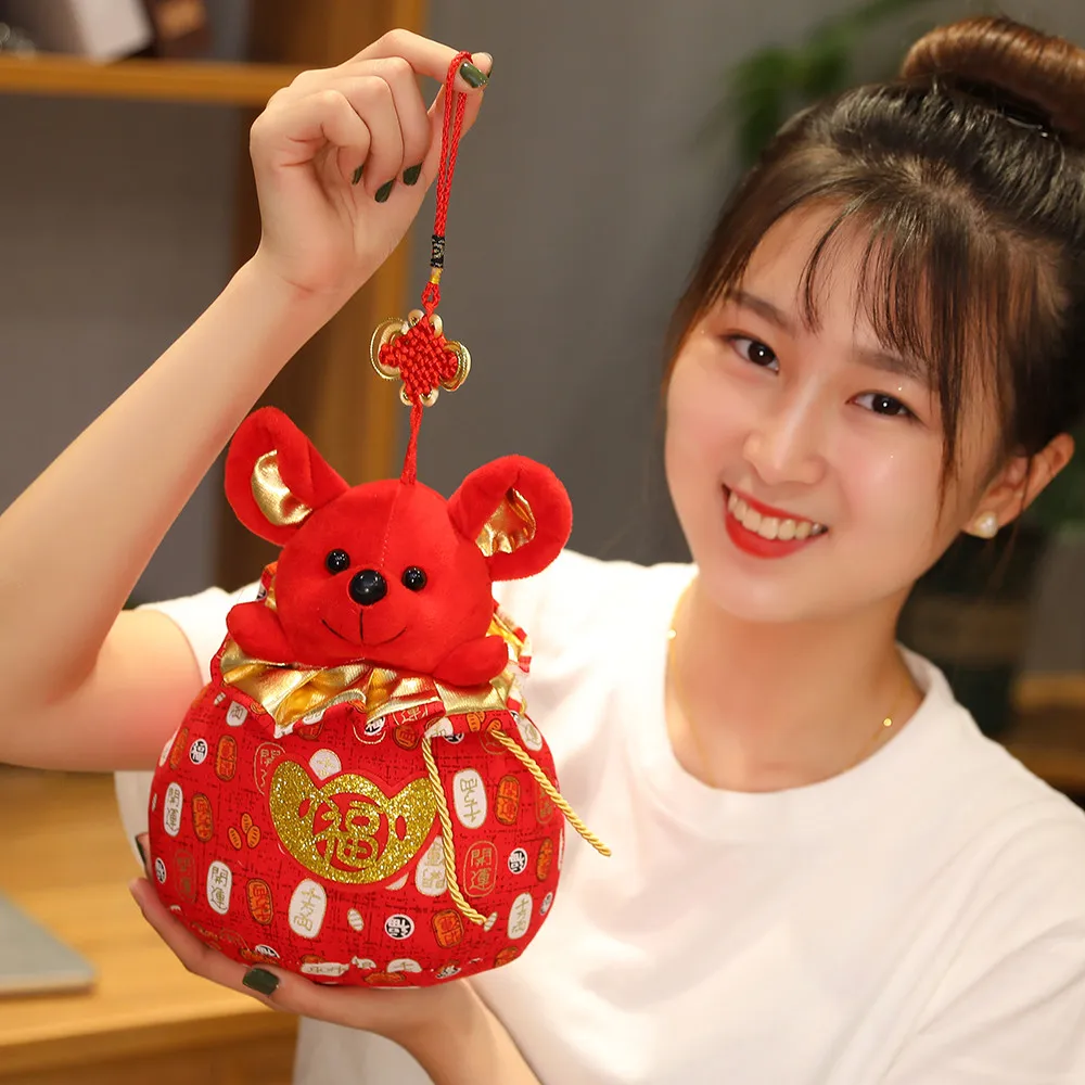 Талисман счастливый мешок мышь плюшевая кукла мягкая игрушка крыса милый Зодиак животное китайский год праздничное украшение подарки