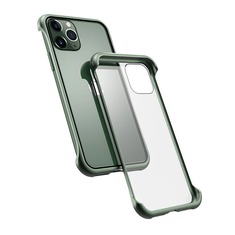 Ультра тонкий противоударный чехол для телефона для Apple iPhone 11/Pro/Max Роскошный Алюминиевый металлический и устойчивый к царапинам 9H чехол из закаленного стекла