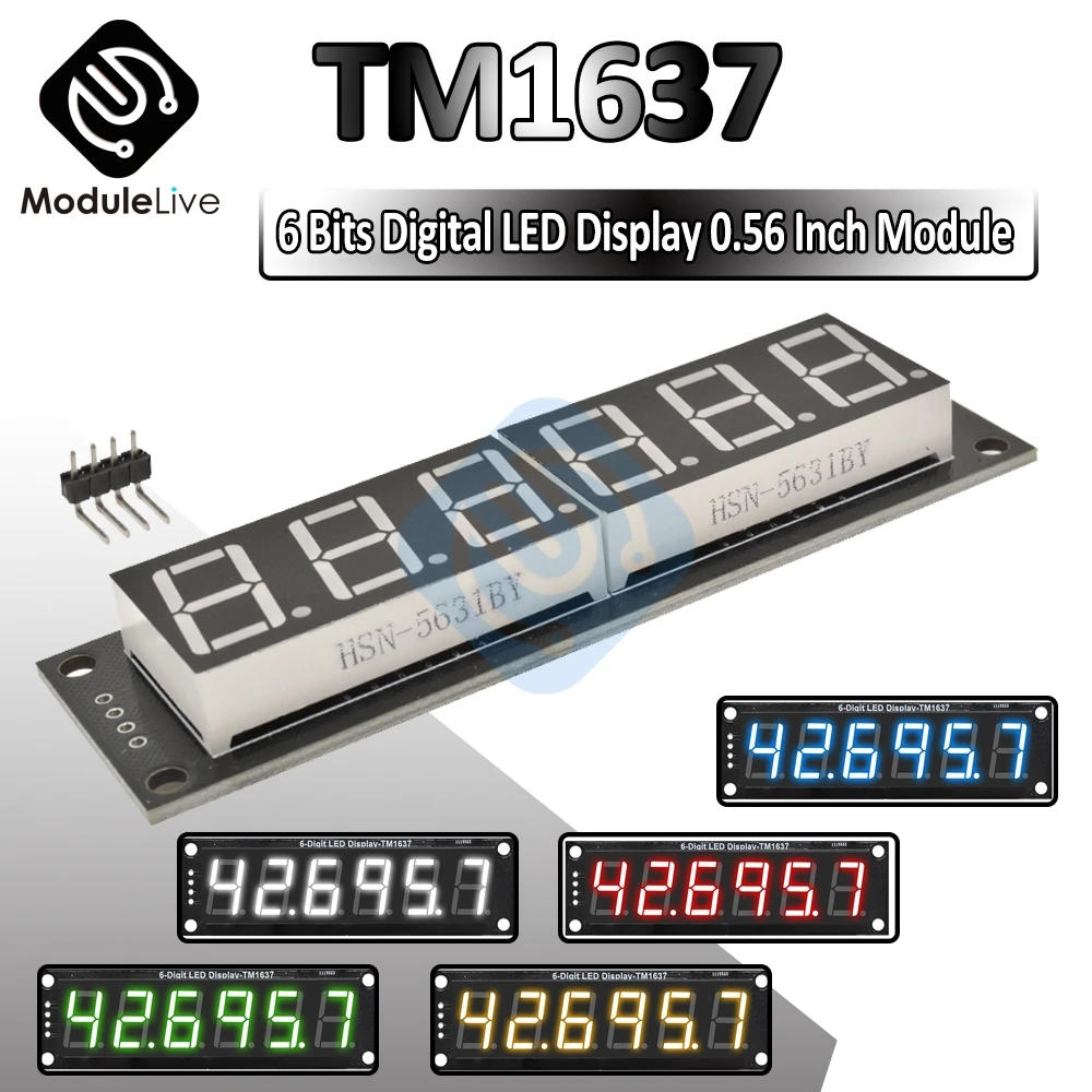 Модуль цифросветодиодный светодиодного дисплея TM1637 6 бит 7 сегментов 0 56 дюйма