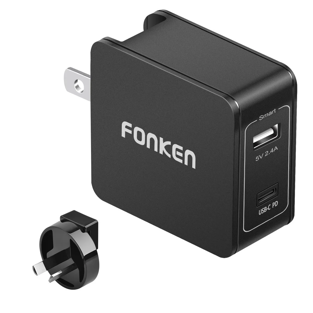 FONKEN usb type C PD зарядное устройство 42 Вт 2 порта type-C адаптер питания США Plug Flod Quick Charge Dual USB C 5 в 2A зарядное устройство для телефона - Тип штекера: With AU Converter