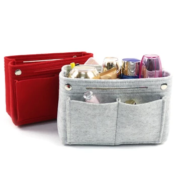 

Multifunction Makeup Cosmetic Bags Portable Handbag Storage Organizer Tote Women Felt Insert Bag Travel Inner Purse