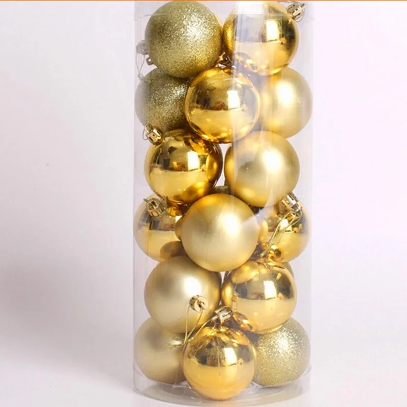 24Pcs Glitter Christmas Balls Party Xmas Tree Hanging Ornament Decoration