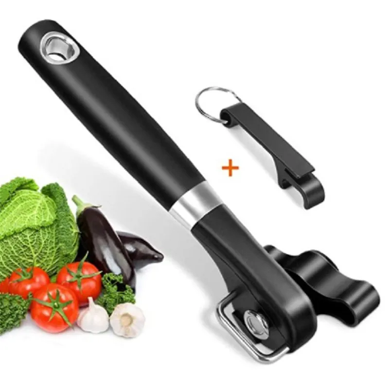 

Safe Bottle Can Opener Gift Keychain Black Stainless Steel Handheld Smooth for Camping Traveling Kitchen Dining Room Family Tool