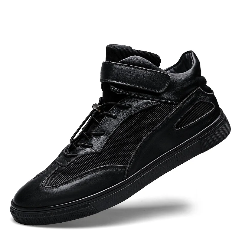 

High-top Leather Casual Men Sneakers Men Thick Sole Young Men Daily Footwear Spring/Autumn New Chunky Sneakers 2019 New