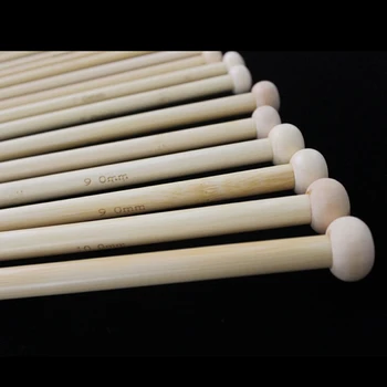

18 Sizes 36cm Single Pointed Bamboo Knitting Needles Set Kit (2.0mm 10.0mm)
