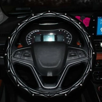 

Decoration Steering Wheel Cover Replacement Car Black Interior Inner Leather Slip Breathable Durable Accessories