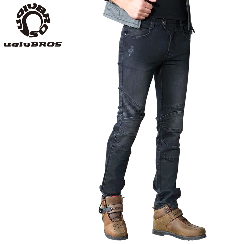 Углиброс джинсы с перьями мужские мотоциклетные 3 цвета штаны защитные размер 28