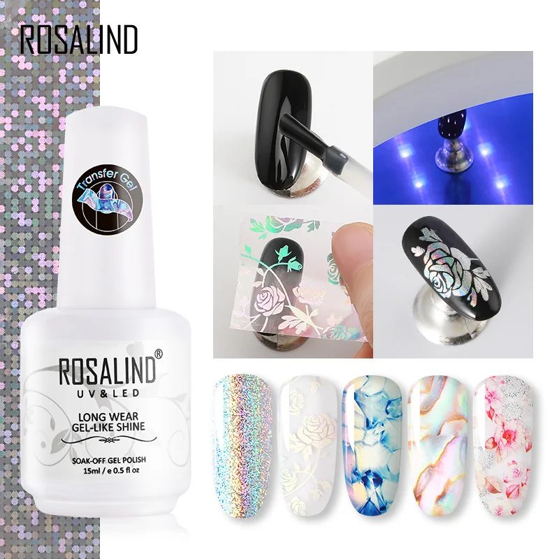 ROSALIND Transfer Gel Nail Polish Kit Need Tranfer Sticker For Manicure Nail art Set Gel lacquer Ba
