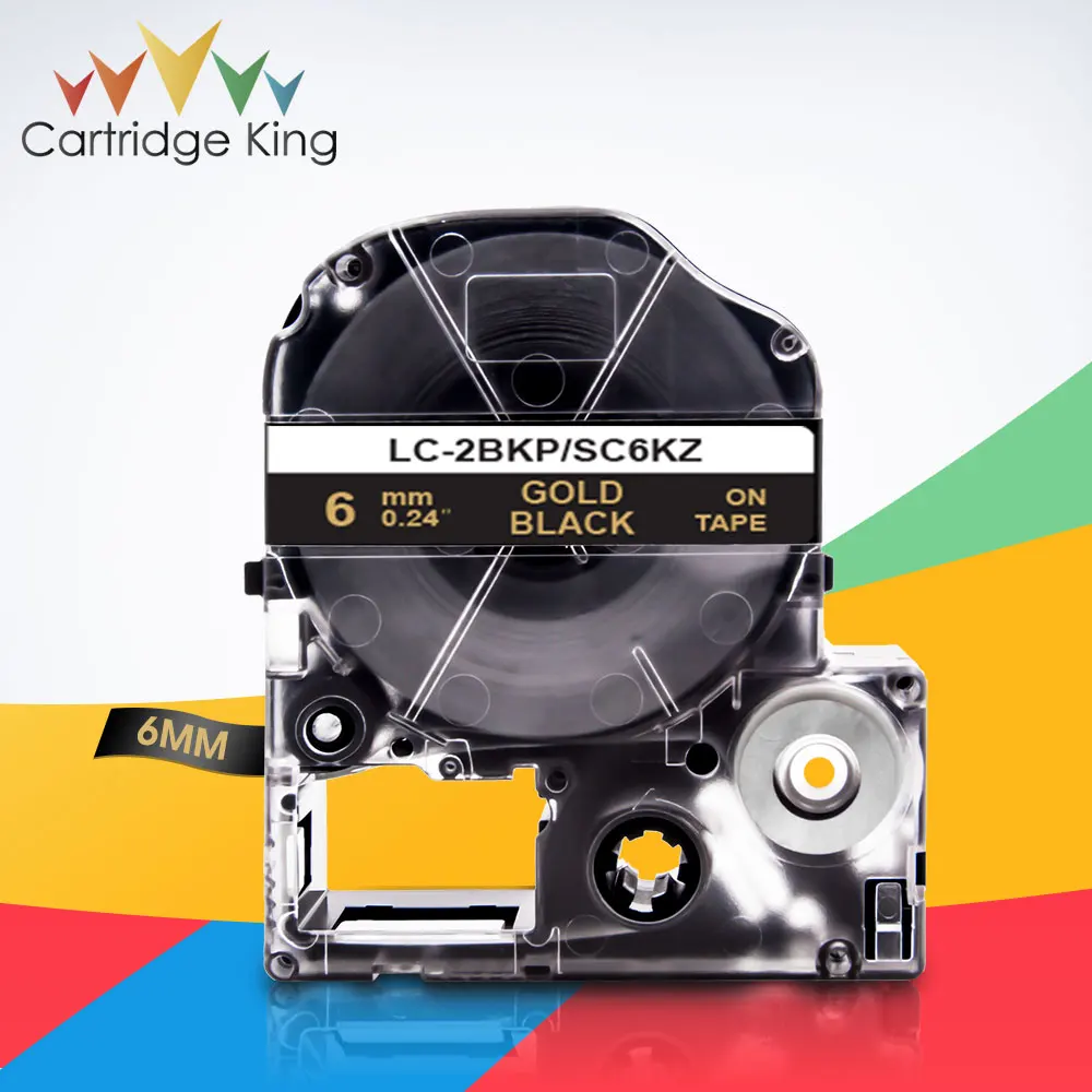 

SC6KZ LC-2BKP Gold on Black 6mm Label Tape Sticker for Epson King Jim OK300 OK500P OK720 OK900P TepraPro SR150 SR180 Label Maker