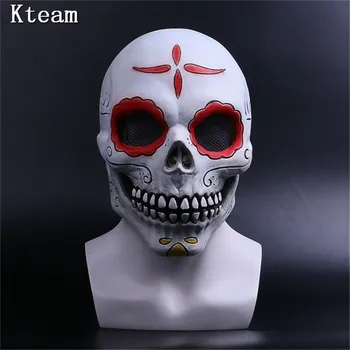 

2019 Scary Skull Mask Full Head Realistic Latex Party Mask Horror Skeleton Halloween Cosplay Costume Props For Adult Men Helmet