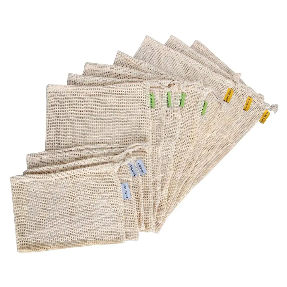 

2019 Reusable Mesh Grocery Bag String Fruit Vegetable Storage Handbag Totes Shopping Mesh Net Woven Bag Shop Kitchen Organizer