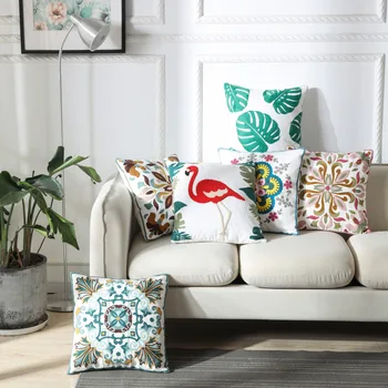 

ZENGIA Boho Geometric Embroidered Cushion Cover Vintage Flower Embroidery pillowcase Ethnic Pillow cover For Sofa Home Decoratio