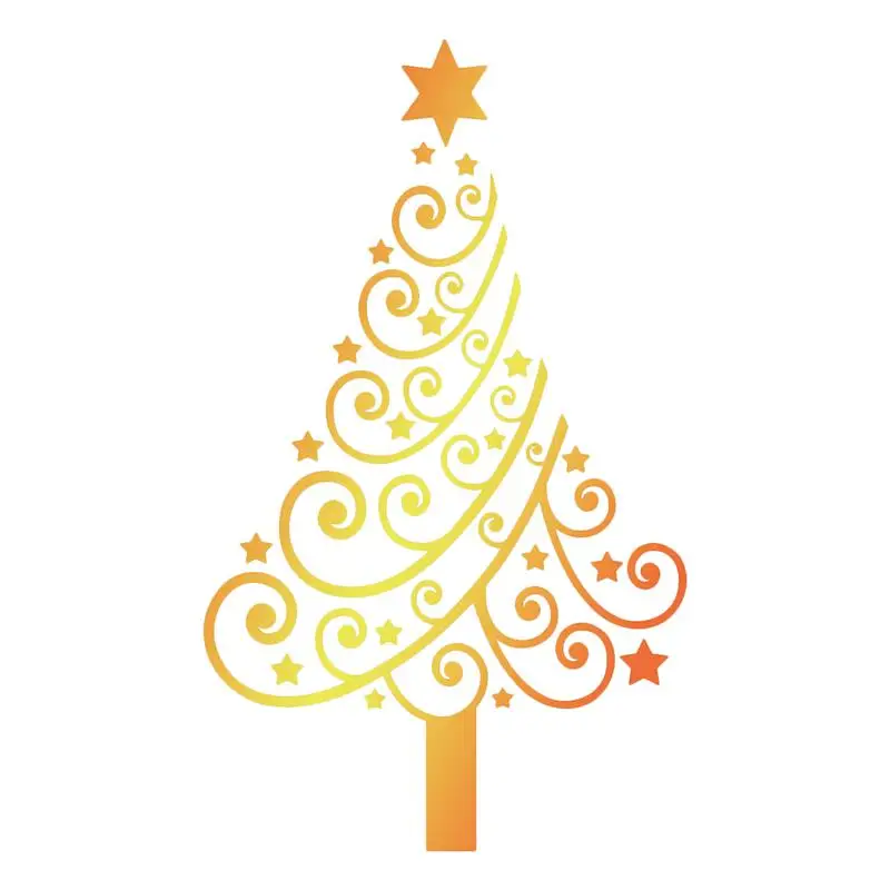 Золотая наклейка на стену в виде рождественской елки съемная клейкая ПВХ