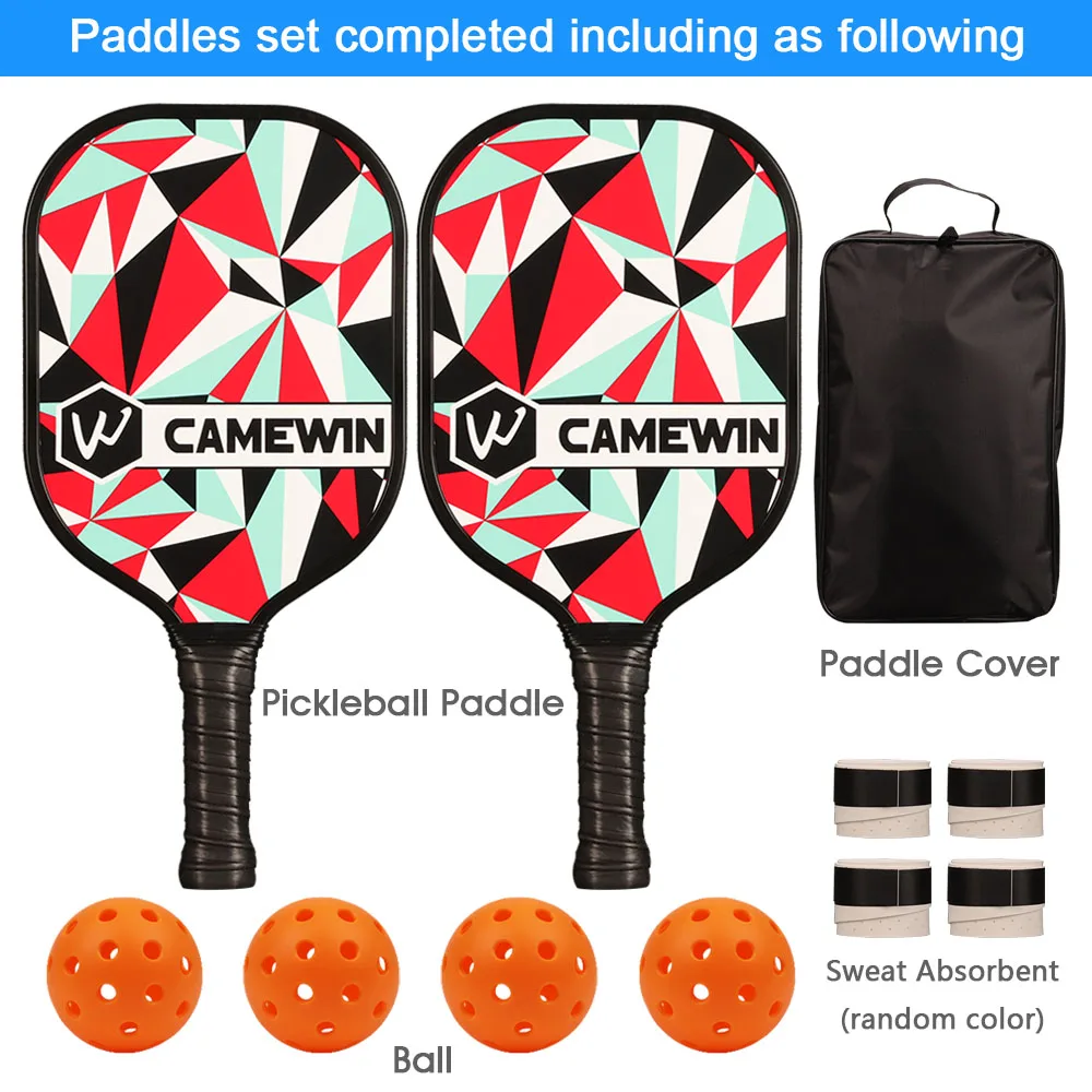 Pickleball Racket Set Carbon Fiber Composition PE Honeycomb Core (2 Pickleball Paddles+4 Balls+4 Sweat absorbent+1 Cover bag）