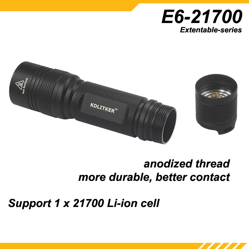 KDLITKER E6-21700 P60 Flashlight Host 1 pc