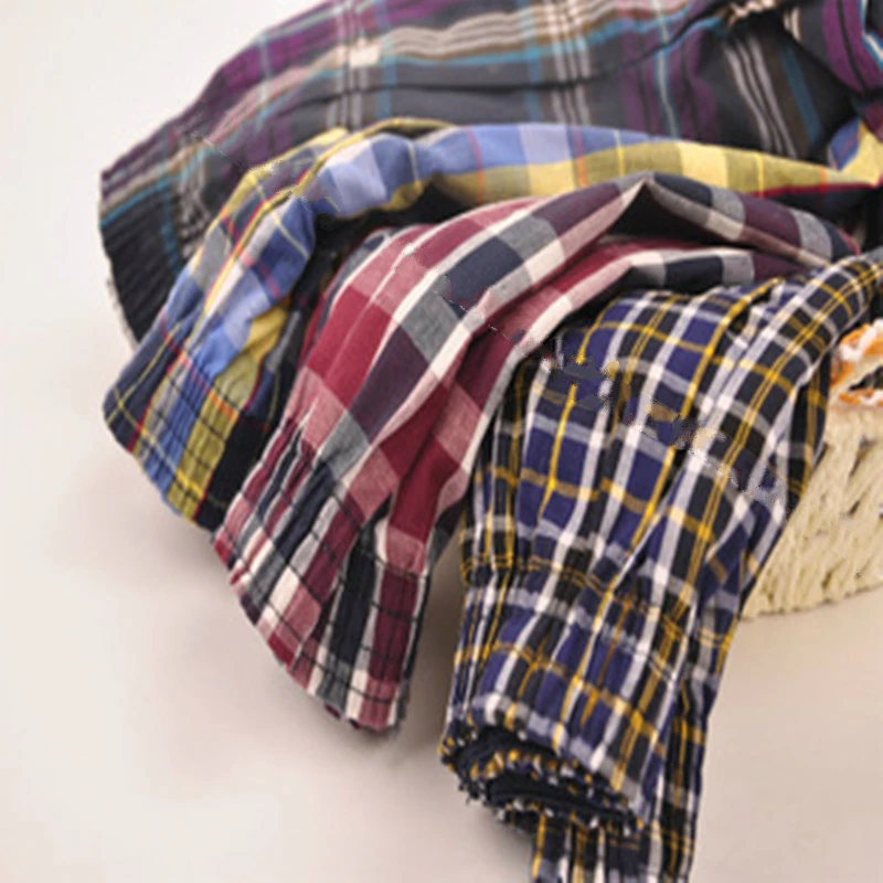 Underwear Men 5pcs Lot Loose Shorts Men's Panties Cotton boxer male plus Large big size Comfortable Soft plaid under wear sexy 2