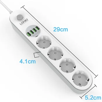 

Power Socket 4 USB AC Outlets Power Stip 3.4A Fast Charge EU plug 2500W 10A Multi Socket for Mobiles plug with 2M Power Cord