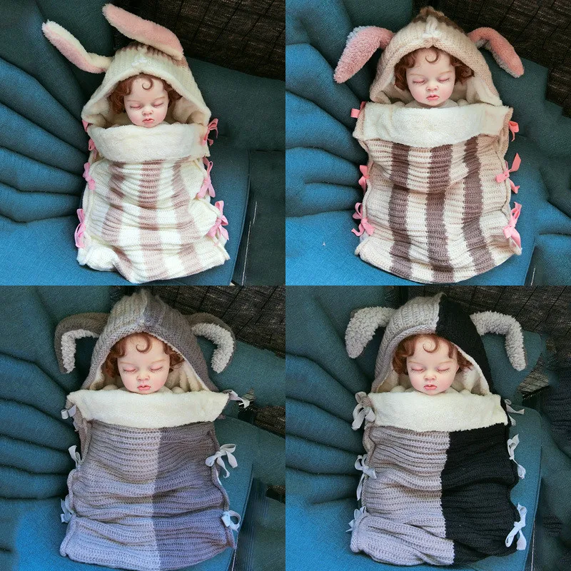 Зимний толстый теплый спальный мешок для детей Спальный с милыми заячьими ушками