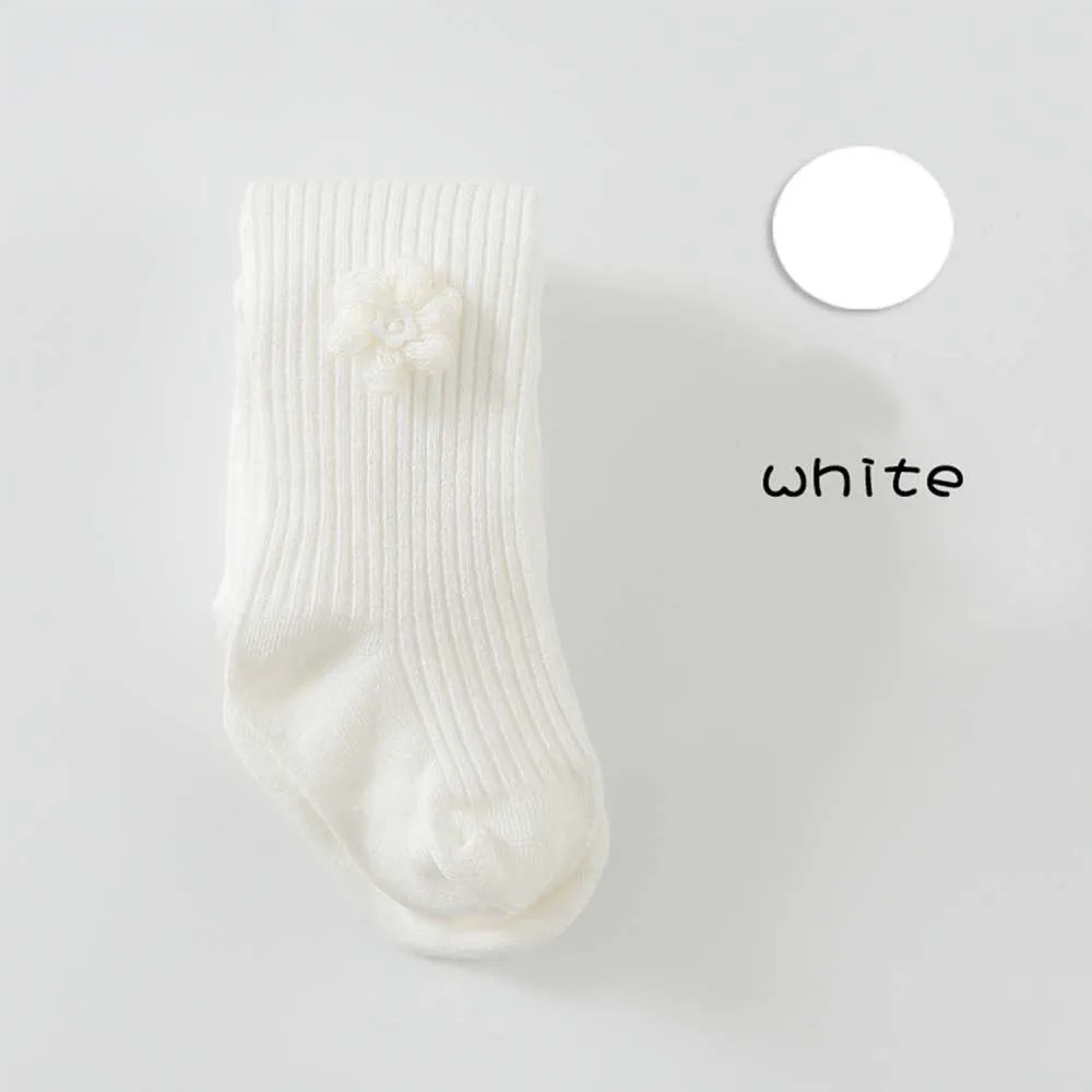 L white Мягкие хлопковые колготки, 6 цветов милые штаны с цветочным принтом для маленьких девочек дышащие колготки детские колготки - Цвет: L white