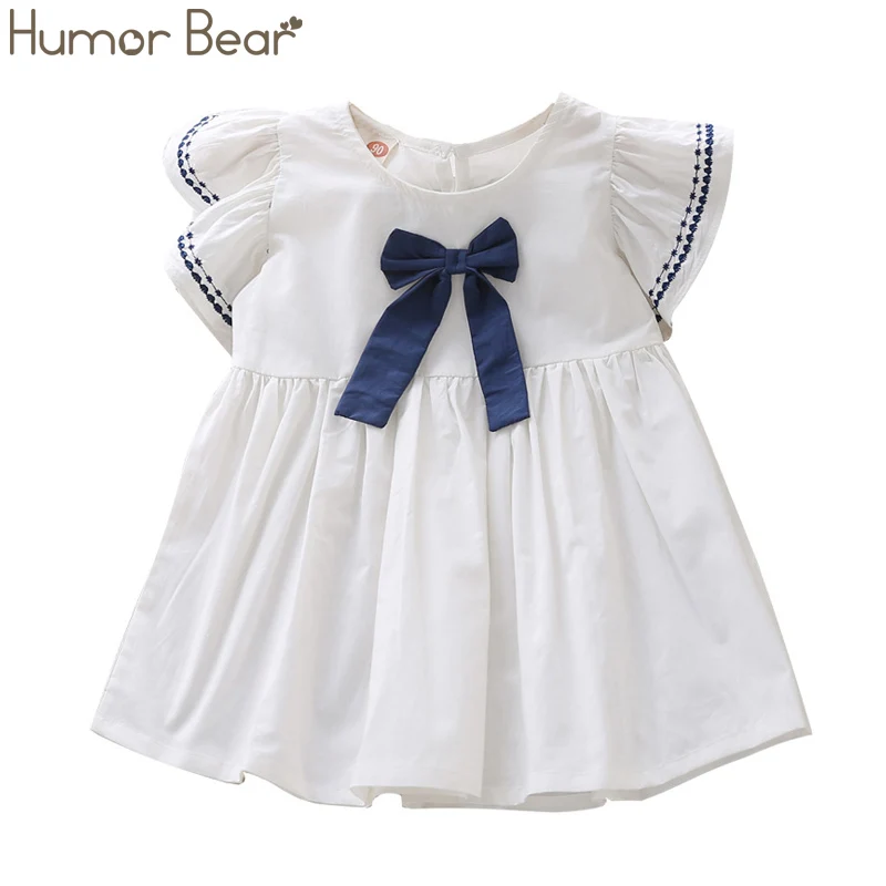 Humor Bear/Летние Платья с цветочным узором для девочек; свадебное платье для девочек 6 лет; кружевное платье принцессы с вышивкой; детское элегантное платье из тюля - Цвет: white