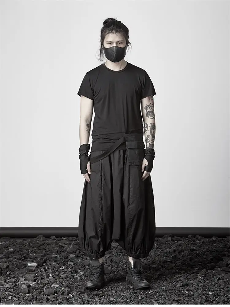 Men's Hanging Crotch Pants New Dark Men's Culottes Japanese Personality Loose Large Size Nine Minutes Knickerbockers