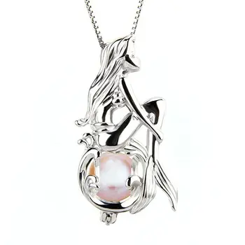 

Mermaid Pearl Cage Pendant Necklace Female Jewelry Collier Pearls Women Cage Statement Necklace Mermaid Pendants Charm Gift