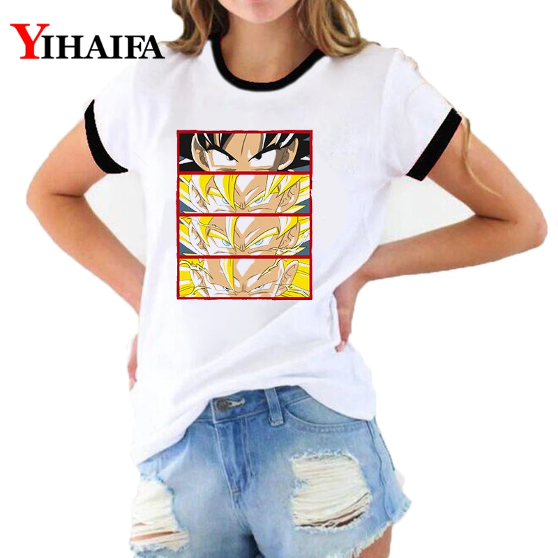 

YIHAIFA Dragon Ball Z T Shirts 3D Print Creative Goku Eyes Graphic Tees Women Cartoon Short Sleeve Casual Tops