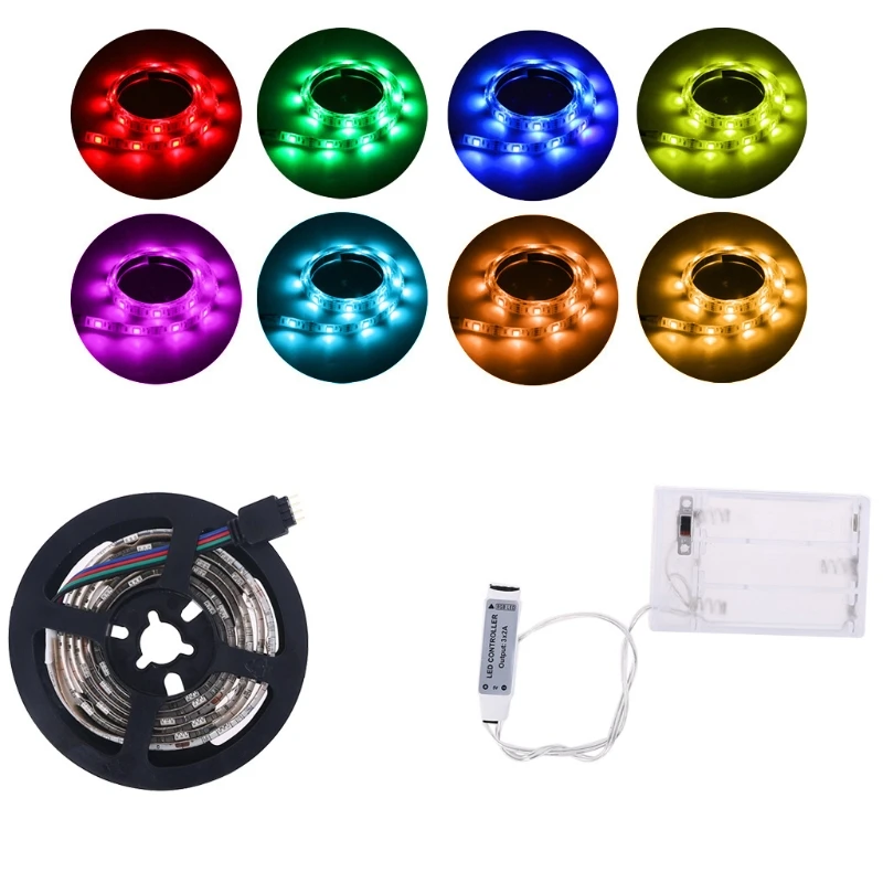 OOTDTY Новый 1 м 4 5 В водонепроницаемый 5050 RGB аккумулятор 30 светодиодный/м гибкий