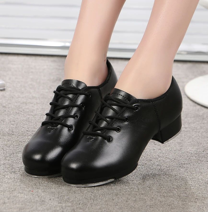 Sports Dance Shoes Adult Children Performance Tap Dance Shoes Soft Sole Natural Leather Shoes Step Sneakers Dance Shoes 6