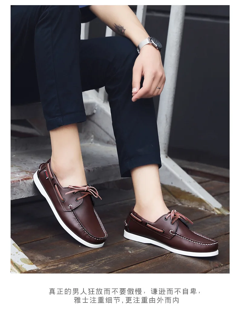 Masculino casual genuíno camurça couro docksides clássico