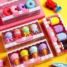 

Eraser Kawaii Erasers For Kids Stationery Creative Ice Cream Snacks Engineering Car Under SeaWorld papelaria School Office