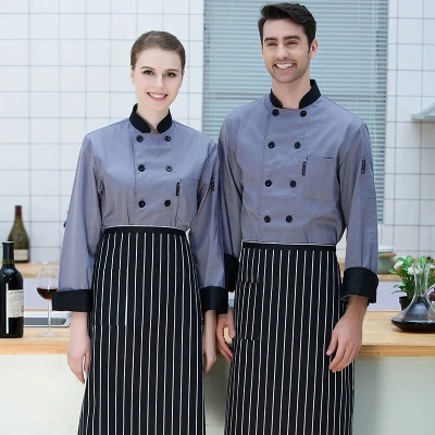 Tops and aprons Высокое качество шеф-повар униформа с длинным и короткий рукав Для мужчин Еда услуги одежда для приготовления пищи 6-Цвет рубашка для шеф-повара+ фартук - Цвет: Tops and aprons