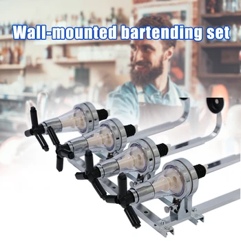 

4 Bottle Stand Optic Dispenser Drinks Wine Dispensers Wall Mounted Bartending Set JS22
